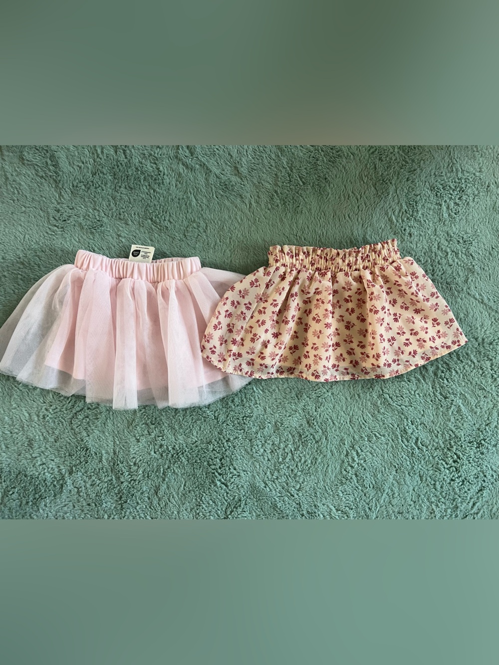 First Impressions Light Pink Tulle & Floral Skirt Set